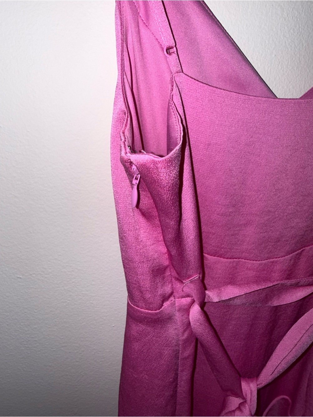 Express Fuchsia Spaghetti-Strap Ruffle-Hem Mini Dress - Picture 5 of 6